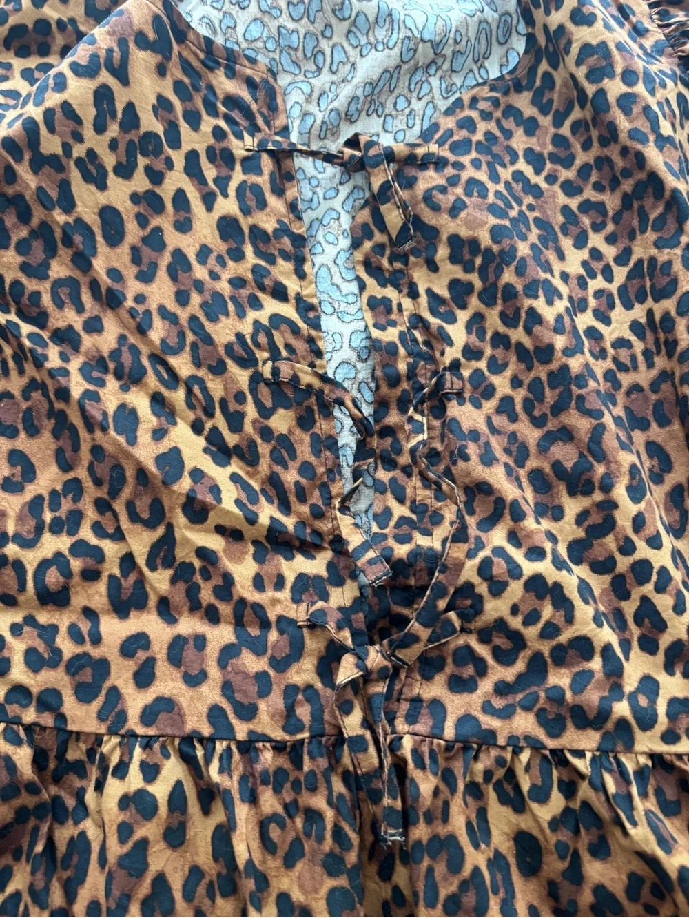 Old Navy Leopard Print Puff Sleeve Blouse - Brown & Black